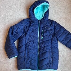 Kids Reversible Navy/Teal Hooded Jacket 10-12 years